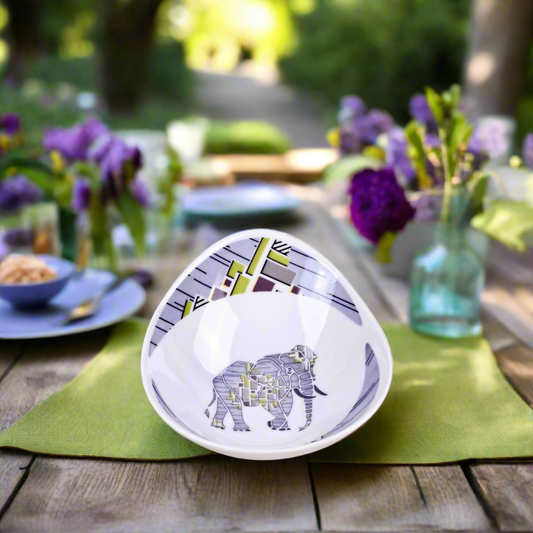 Coffret de 6 Assiettes Ovales en Porcelaine Fine – Motif Wax Africain “Milliardaire” – Fabrication française personnalisable