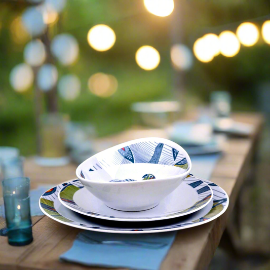 Coffret de 6 Assiettes Ovales en Porcelaine Fine – Motif Wax Africain “Pomme de Discorde” – Fabrication française personnalisable