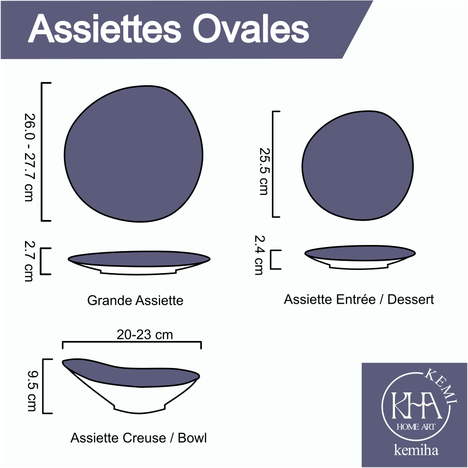 Coffret de 6 Assiettes Ovales en Porcelaine Fine – Motif Wax Africain “Milliardaire” – Fabrication française personnalisable