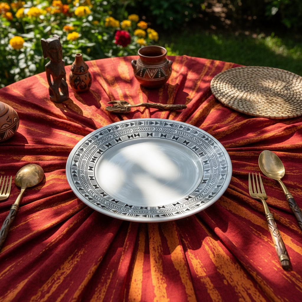 Assiettes petite ou grande en porcelaine fine Française fabriquées à la demande, motif Ethnique "Bogolan"