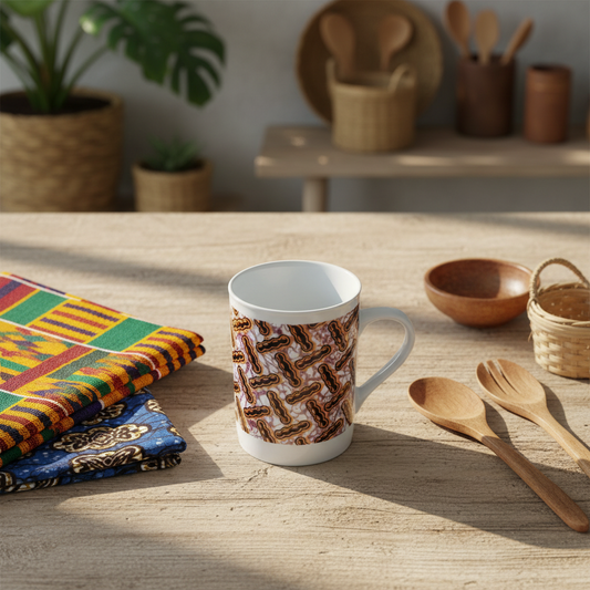 Mug en porcelaine fait sur mesure motif wax d'Afrique "haricot"