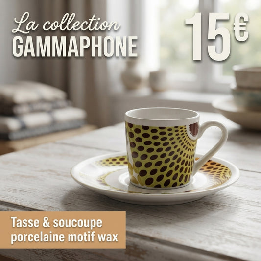 Tasse à Café & Soucoupe - Porcelaine Motif Wax Gammaphone