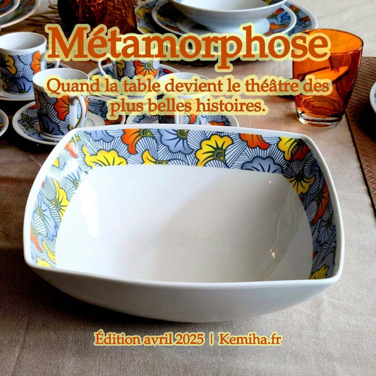 Saladier en porcelaine motif anneaux wax "Fleurs de Mariage" – Coffret d'exception