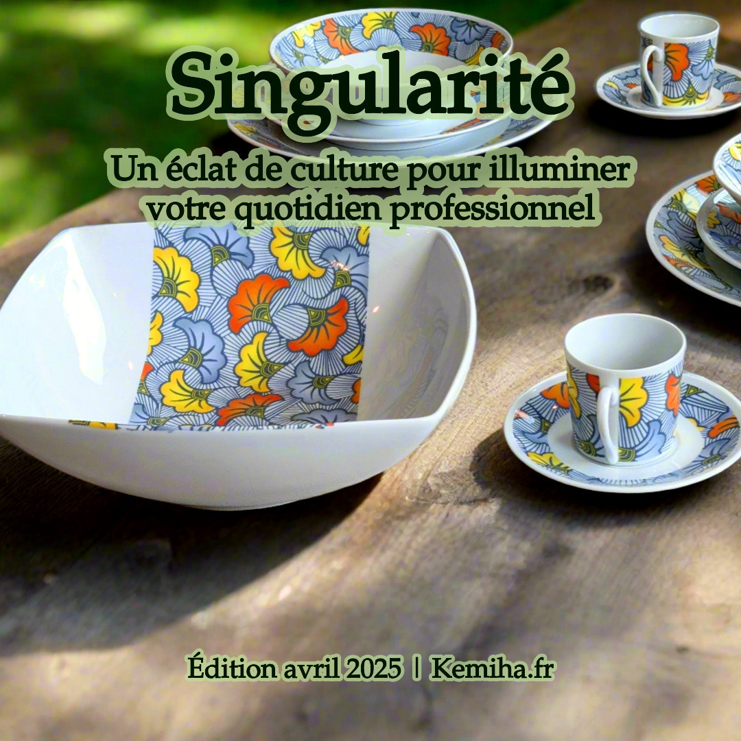 Saladier en porcelaine à motif bande wax "Fleurs de Mariage" – Édition limitée