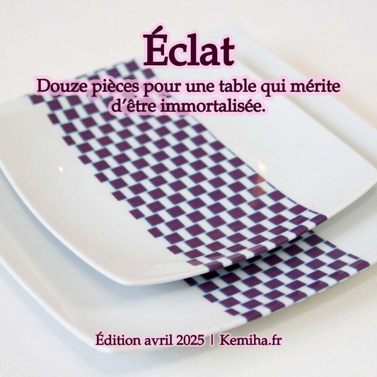 Coffret d'assiettes carrées en porcelaine fine fabriquées à la demande – Motif « Ludo Kouin »