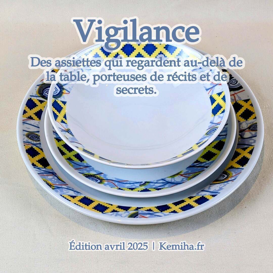 Coffret de 6 assiettes en porcelaine fine : motif « Œil de ma co-épouse »