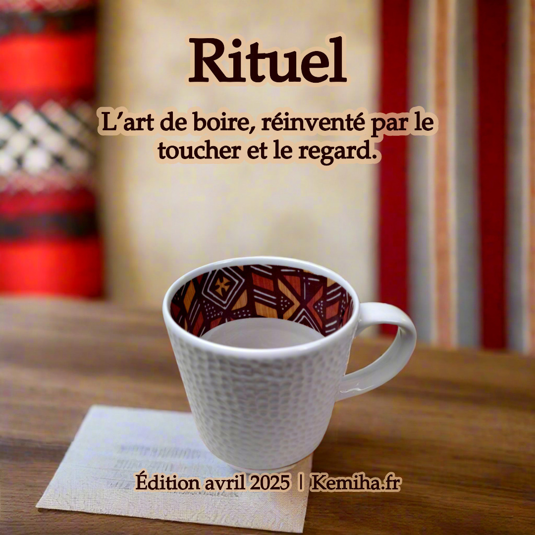 Mug en porcelaine fine à motif Bogolan intérieur – Édition grenaillée