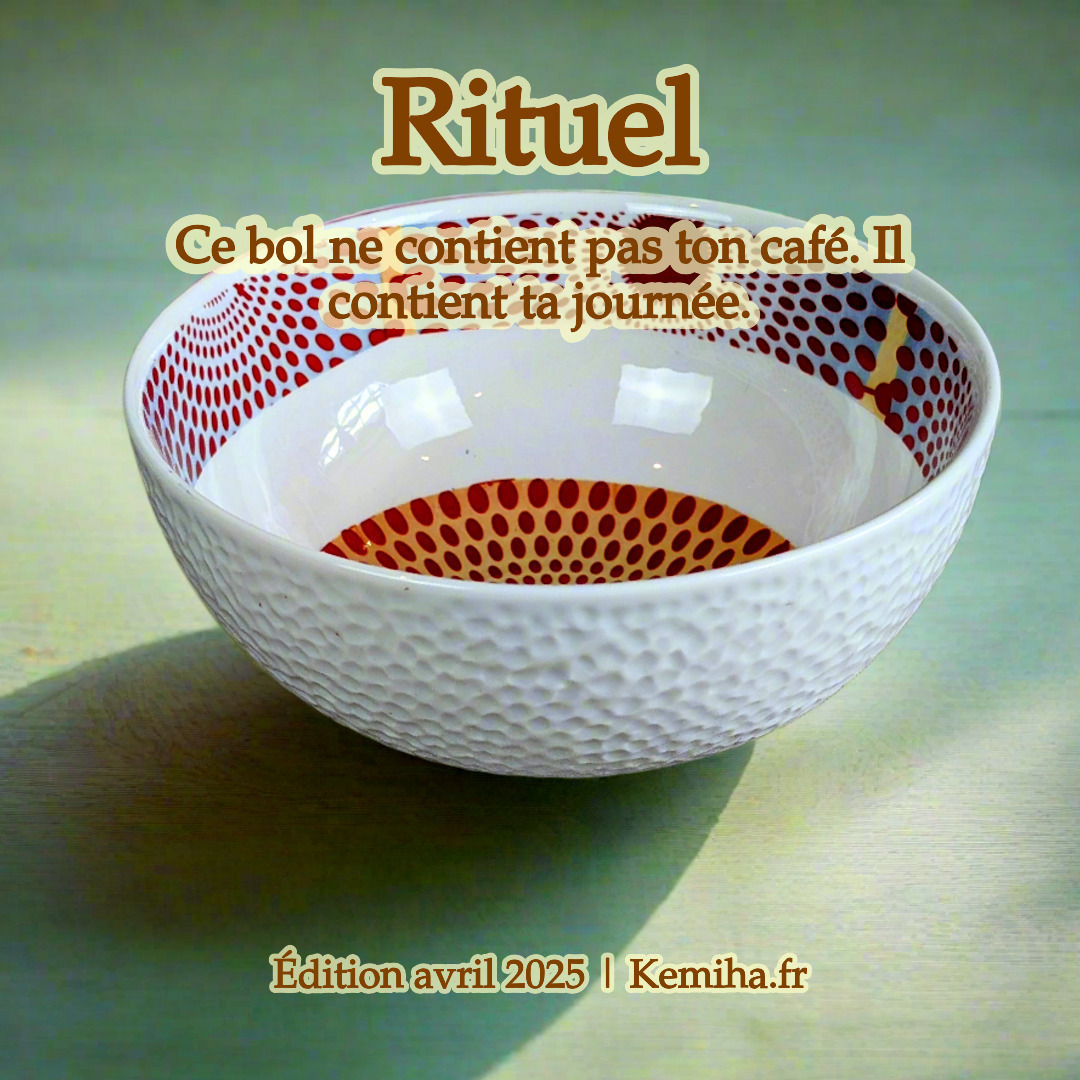 Bol grenaillé à l'extérieur en porcelaine, motif wax "Gammaphone rouge" à l'intérieur