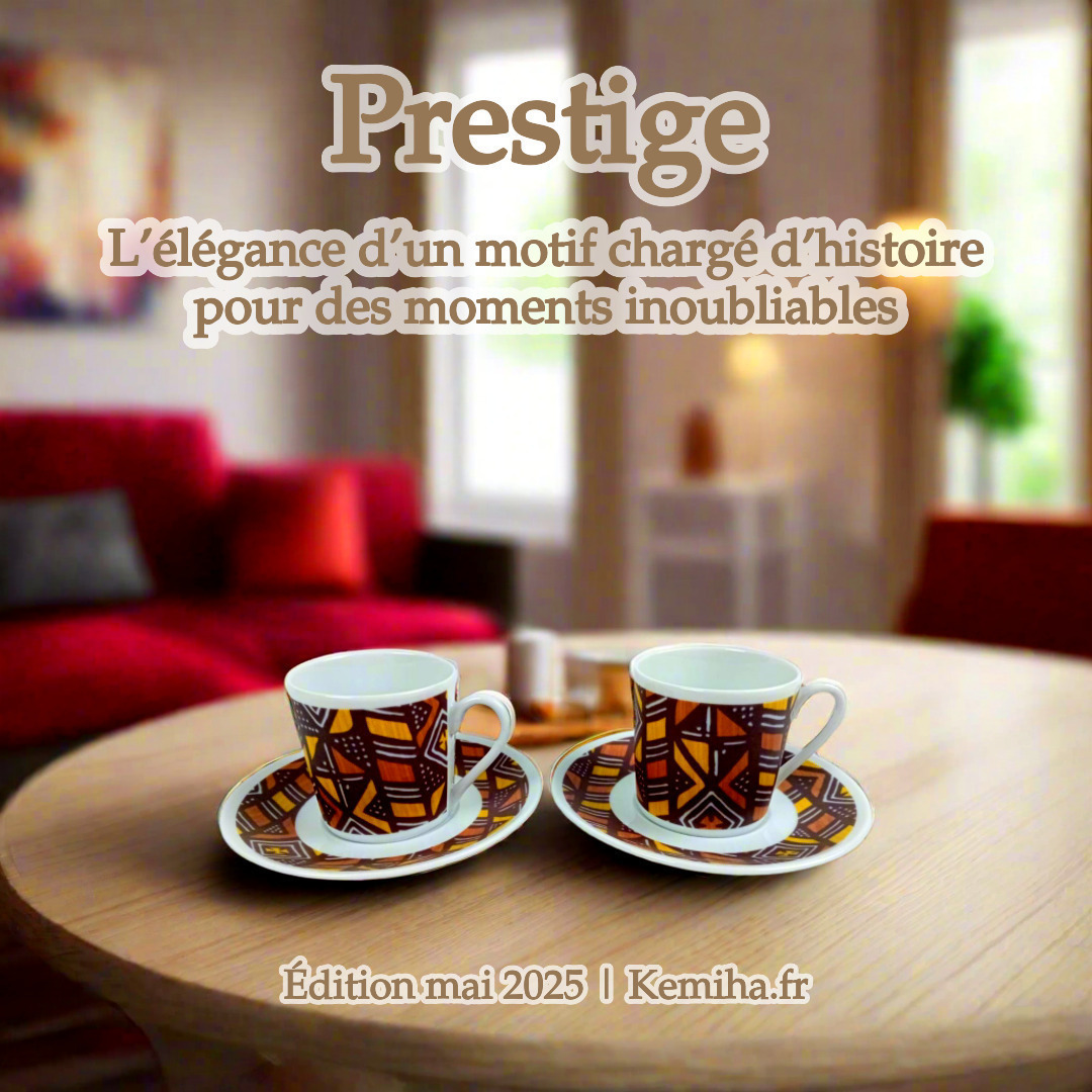 Édition limitée : Tasse & Soucoupe en Porcelaine Motif Bogolan – Moments Uniques