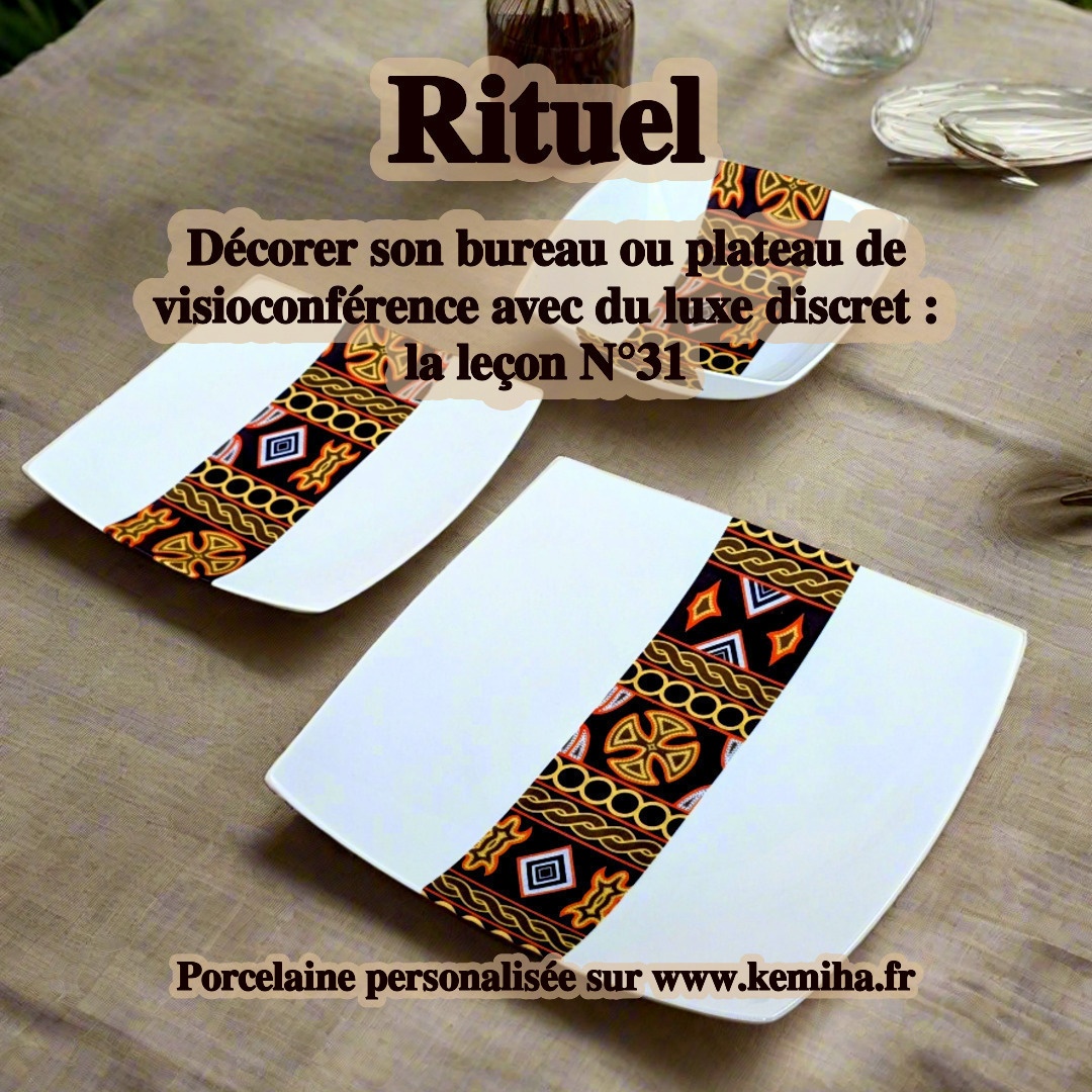 Luxe Discret au Bureau : Quand la Porcelaine Française et l’Art Africain Transforment Votre Visioconférence en Moment d’Élégance