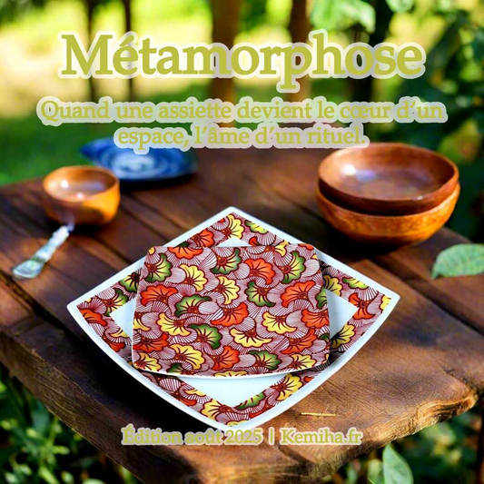 Coffret d'assiettes en porcelaine artisanale - Motif « Fleurs de Mariage » rouge