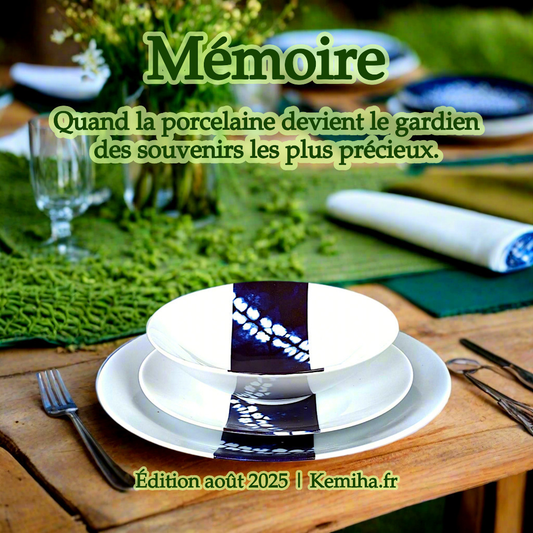 Coffret d'assiettes en porcelaine fine – Motif Indigo, une ode aux souvenirs précieux