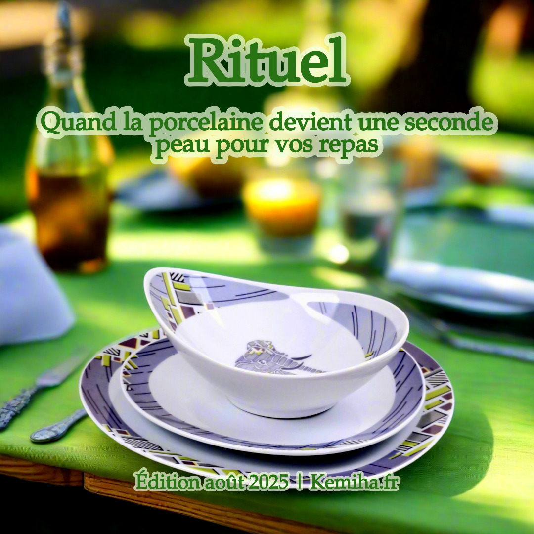 Coffret de 6 Assiettes Ovales en Porcelaine Fine – Motif Wax “Milliardaire” – Édition Artisanale Personnalisable