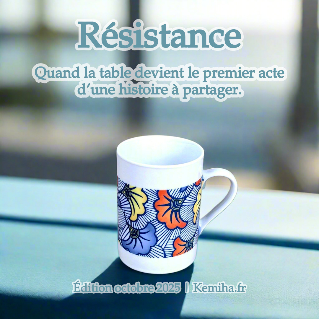 Coffret petit déjeuner en porcelaine fine, motif WAX "Fleurs de Mariage" bleu
