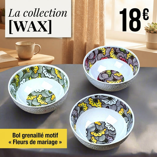 Bol grenaillé motif WAX « Fleurs de mariage » – Porcelaine d'exception
