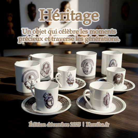Tasse en porcelaine d'exception – Motifs ivoiriens zoomorphe Senoufo