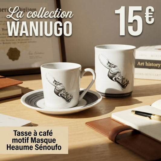 Mug ou Tasse à café en porcelaine fine – Masque Heaume Sénoufo, Waniugo