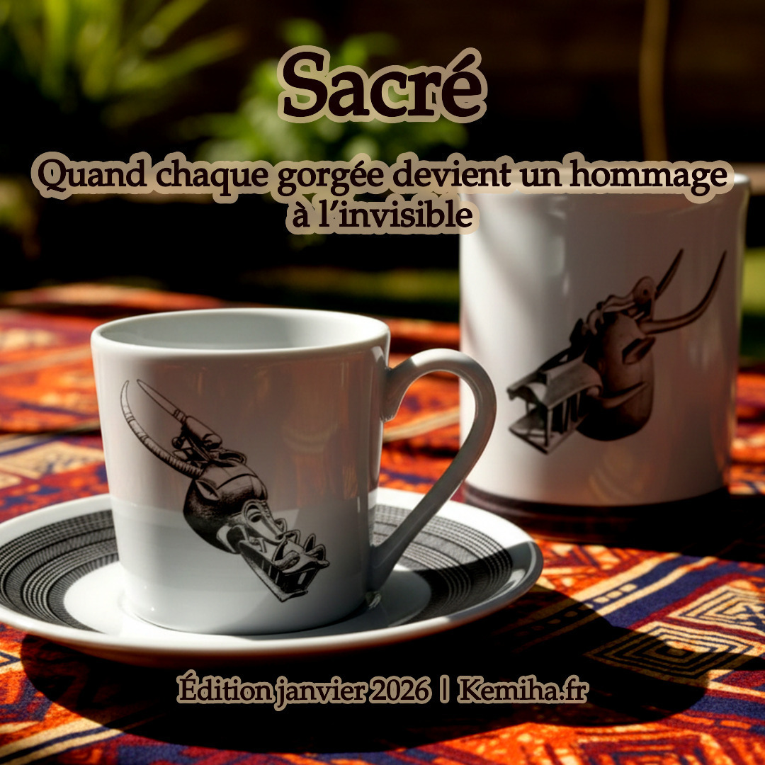 Mug ou Tasse à café en porcelaine fine – Masque Heaume Sénoufo, Waniugo