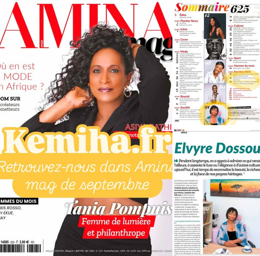 Septembre 2025 : Kemi Home Art dans le magazine Amina : une histoire de mémoire et de lien