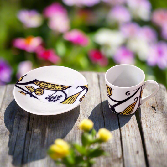 Tasse à Café avec soucoupe motif plein WAX "Makaïva"
