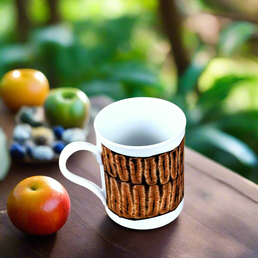Mug en porcelaine fine Française fabriqué à la demande, motif de Côté d'Ivoire,  extérieur  "Dida brun"
