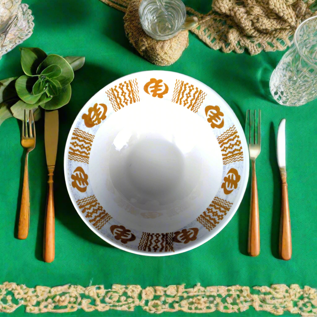 Bol grenaillé à l'extérieur en porcelaine fine Française fabriquées à la demande, motif de Côté d'Ivoire "Adinkra doré" à l'intérieur