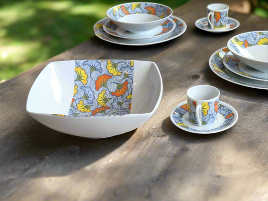 Saladier motif bande "Fleurs de Mariage" dans coffret
