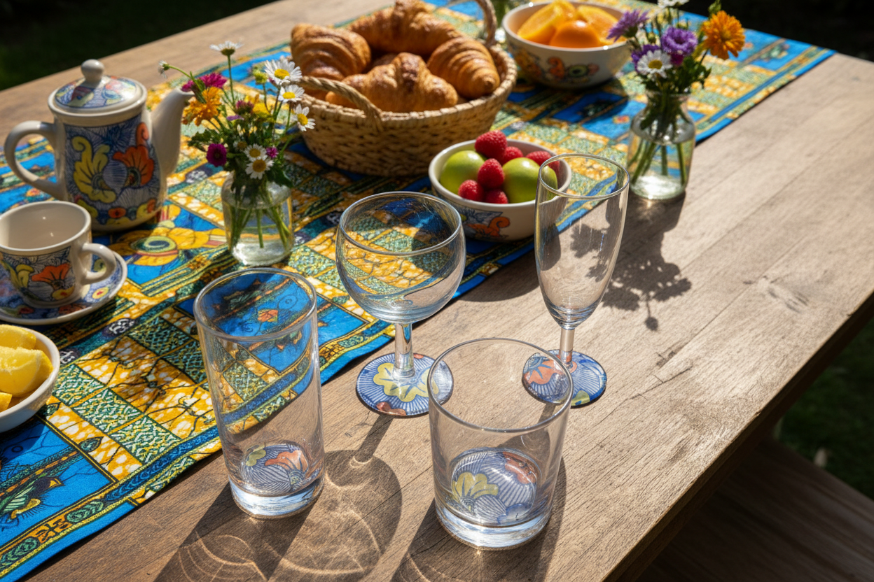 Verre à vin avec disque sous pied au motif WAX "Fleurs de Mariage"