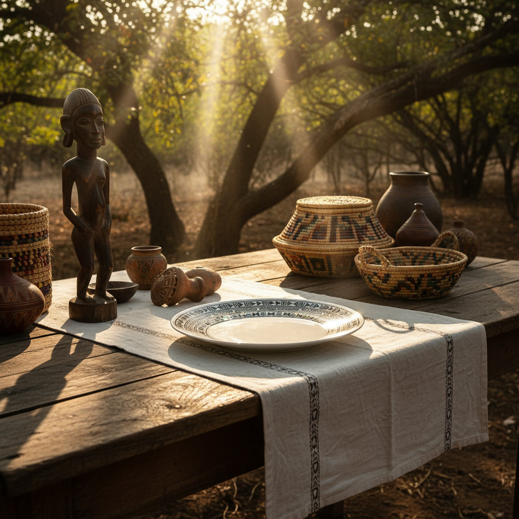 Assiettes petite ou grande en porcelaine fine Française fabriquées à la demande, motif Ethnique "Bogolan"