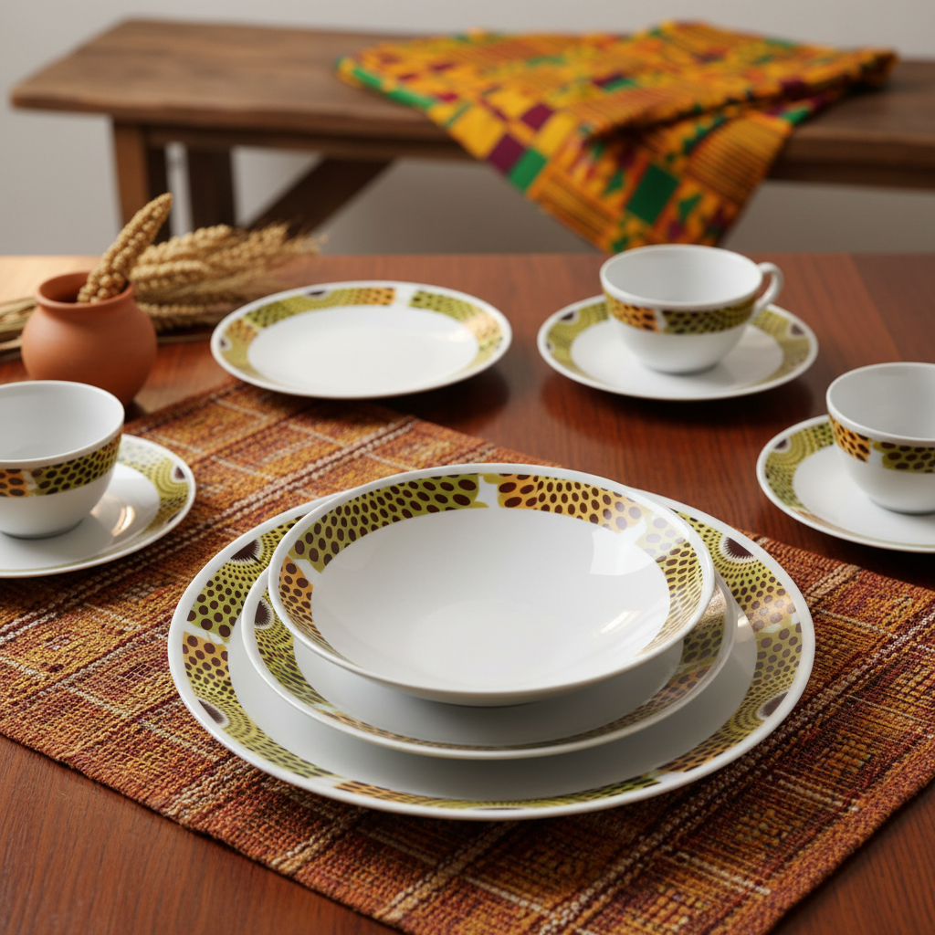 Set französischer Porzellanteller, individuell gefertigt mit dem feinen Ringmotiv "Gammaphone" in einer Geschenkbox (6-teilig)