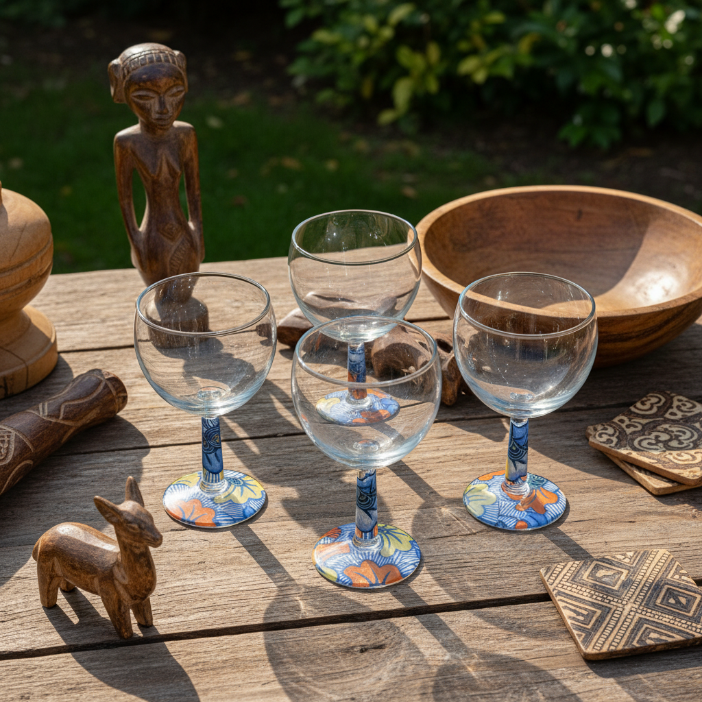 Verre à vin avec disque sous pied au motif WAX "Fleurs de Mariage"