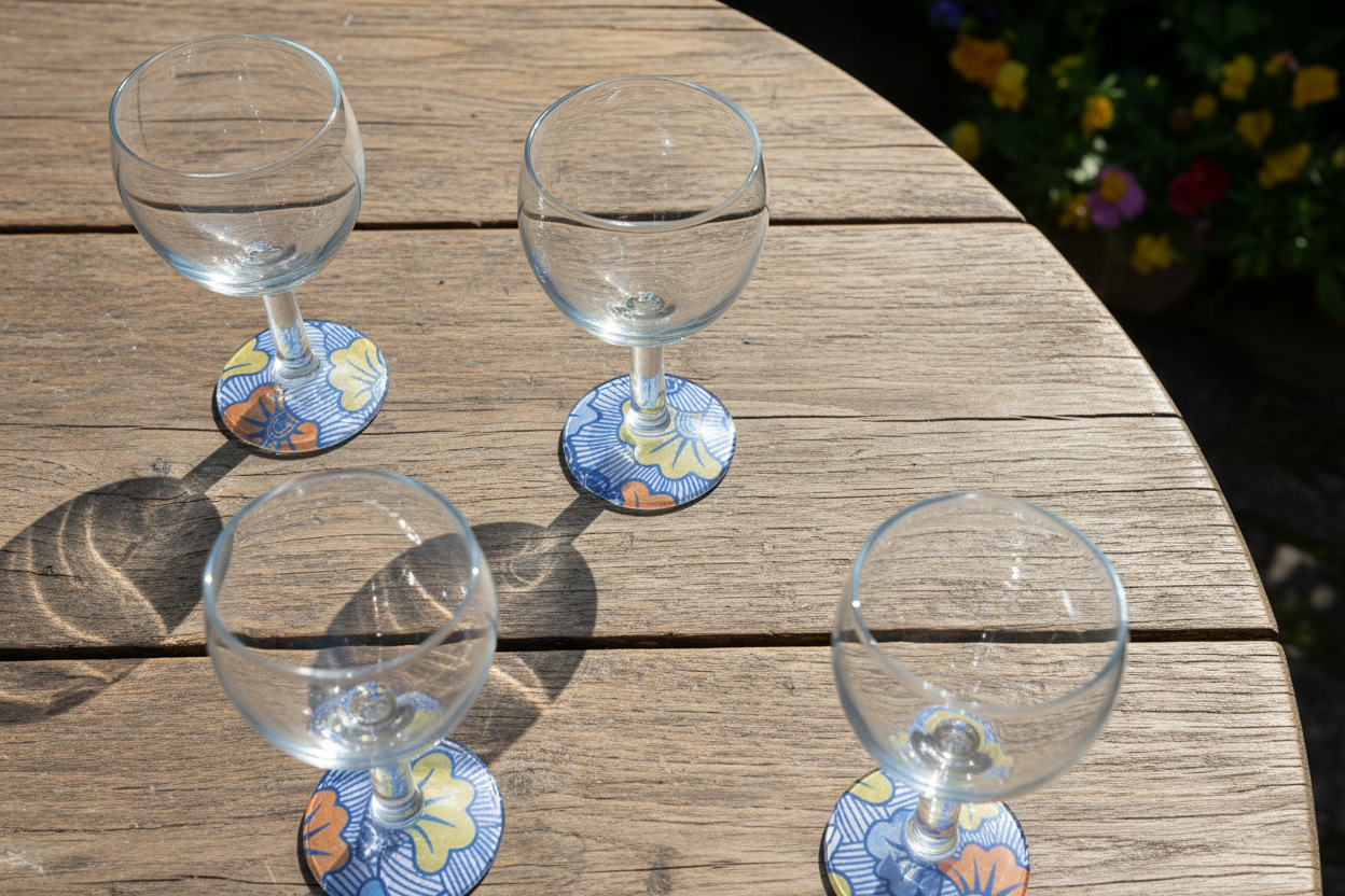 Verre à vin avec disque sous pied au motif WAX "Fleurs de Mariage"