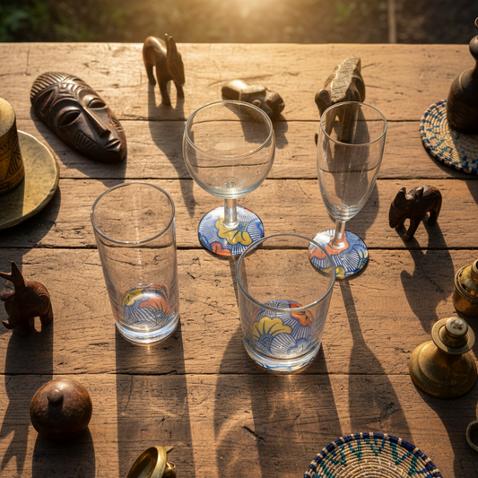 Verre à vin avec disque sous pied au motif WAX "Fleurs de Mariage"