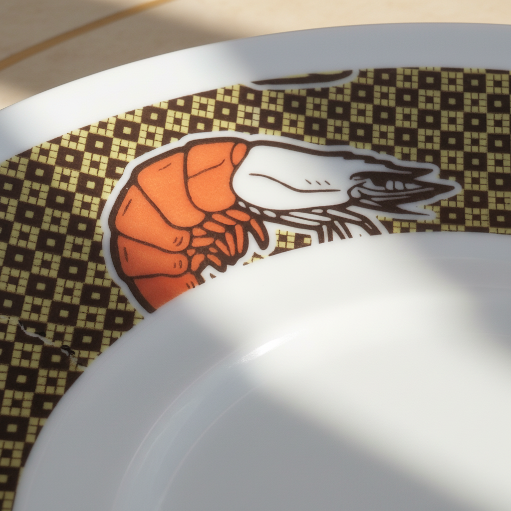 Tasse à Café en porcelaine Française avec soucoupe motif plein wax d'Afrique "crevettes/Shrimp"
