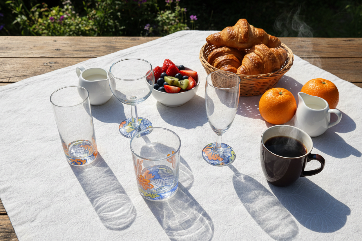 Verre à vin avec disque sous pied au motif WAX "Fleurs de Mariage"