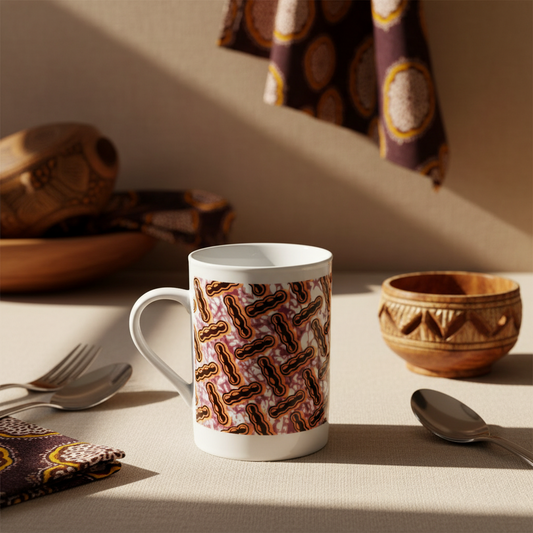 Mug en porcelaine fait sur mesure motif wax d'Afrique "haricot"