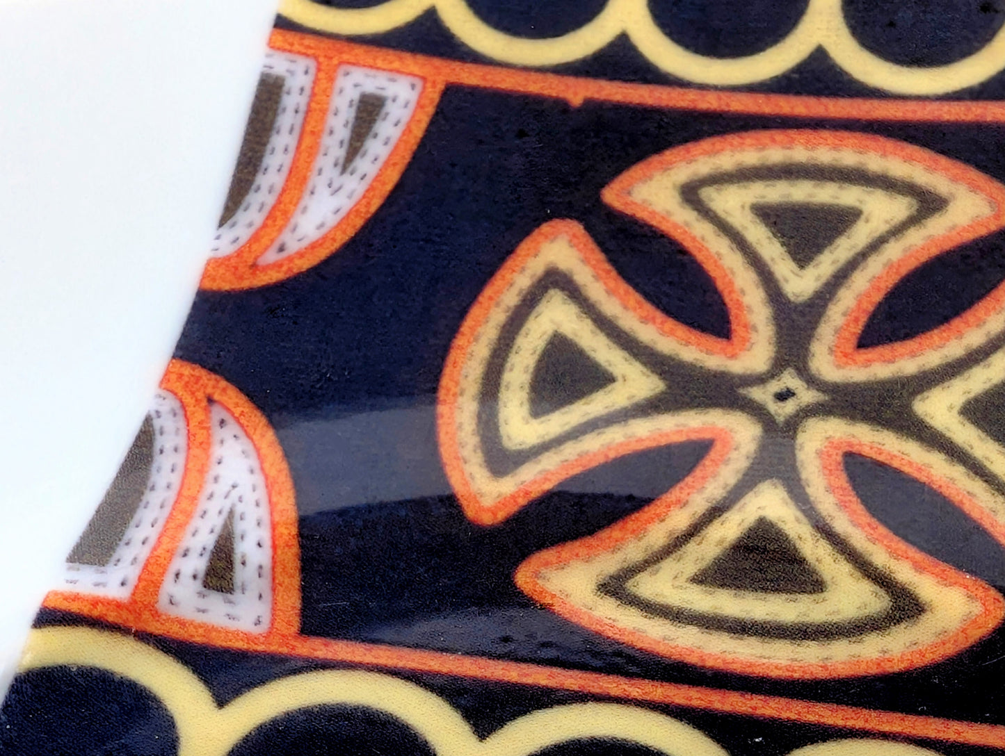 Fine French porcelain coffee cup made to order with saucer in the African ring motif "Ndop Bamoun" from Cameroon
