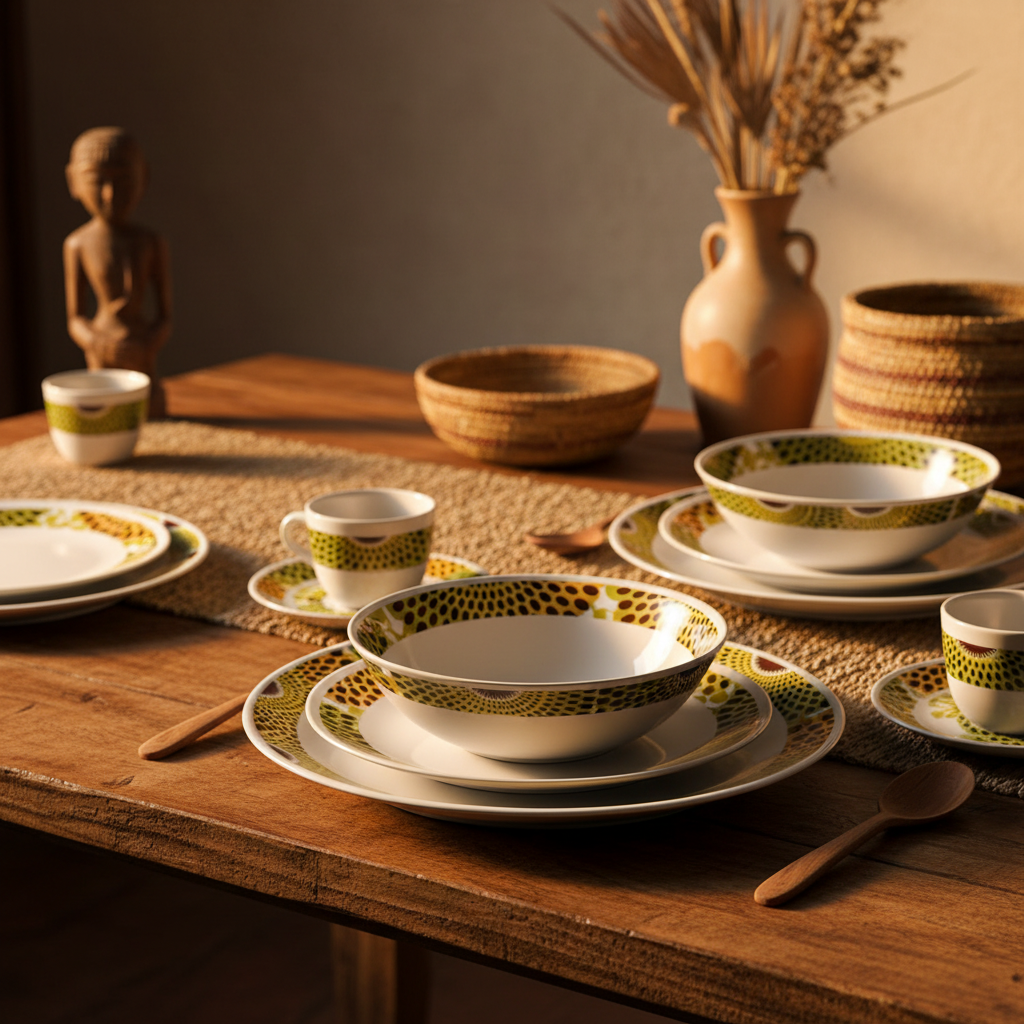 Set französischer Porzellanteller, individuell gefertigt mit dem feinen Ringmotiv "Gammaphone" in einer Geschenkbox (6-teilig)