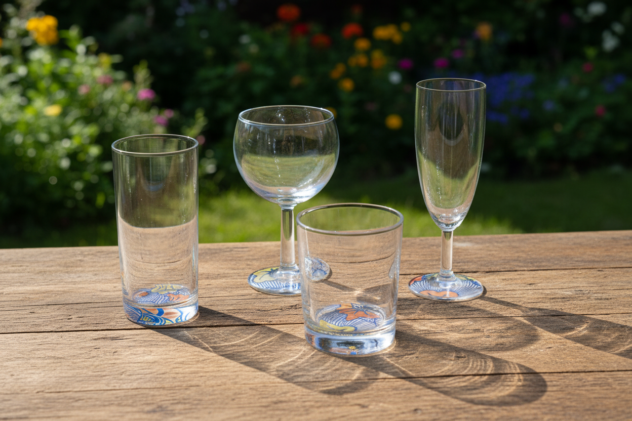 Verre à vin avec disque sous pied au motif WAX "Fleurs de Mariage"