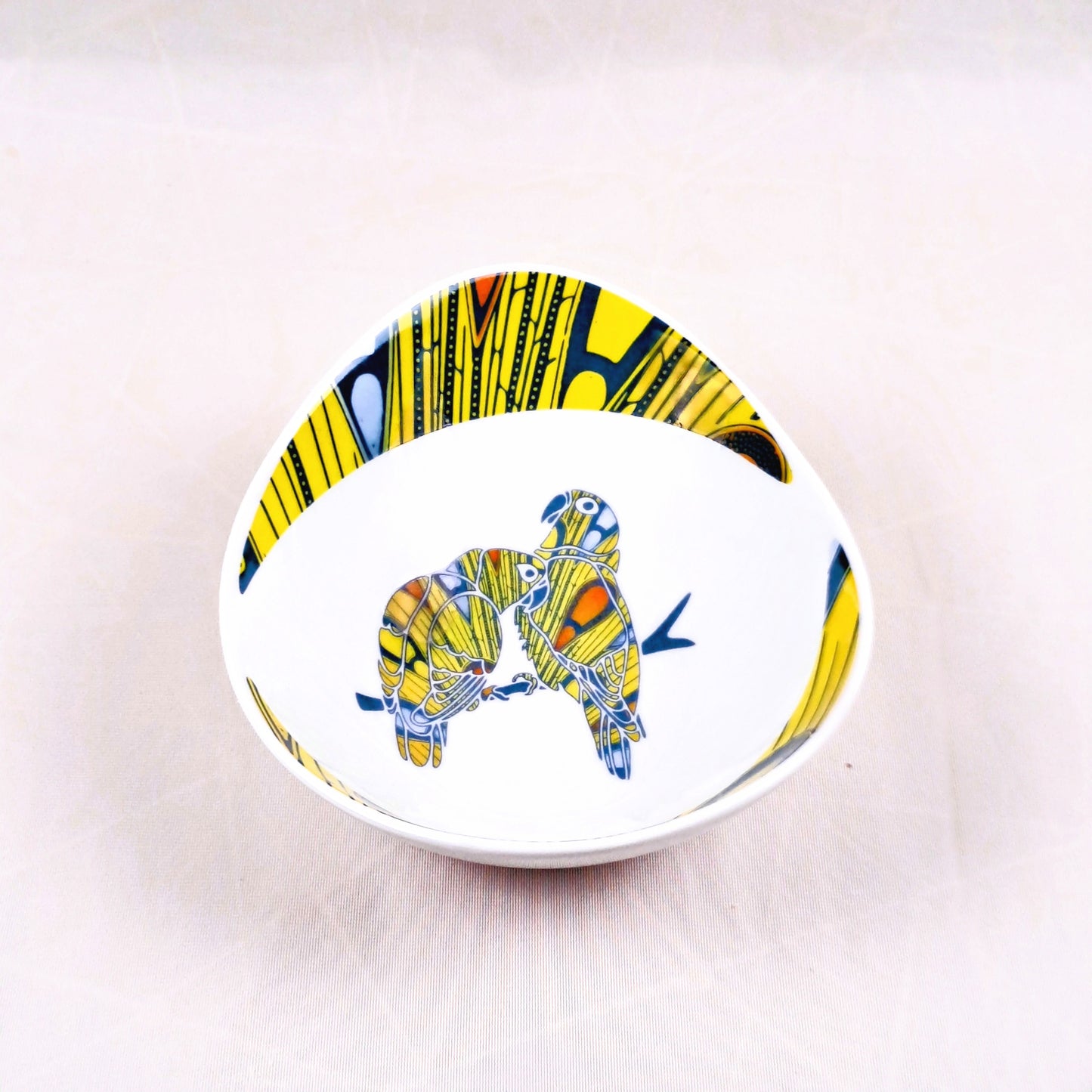 Coffret de 6 Assiettes Ovales en Porcelaine Fine – Motif Wax Africain “Electric Bulb” – Fabrication française personnalisable