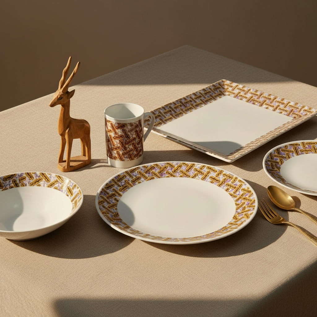 Bouteille en verre motif wax d'Afrique "haricot"