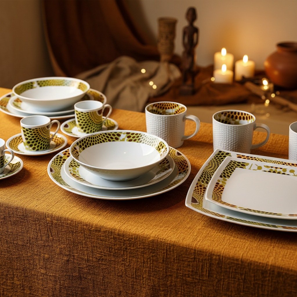 Set französischer Porzellanteller, individuell gefertigt mit dem feinen Ringmotiv "Gammaphone" in einer Geschenkbox (6-teilig)