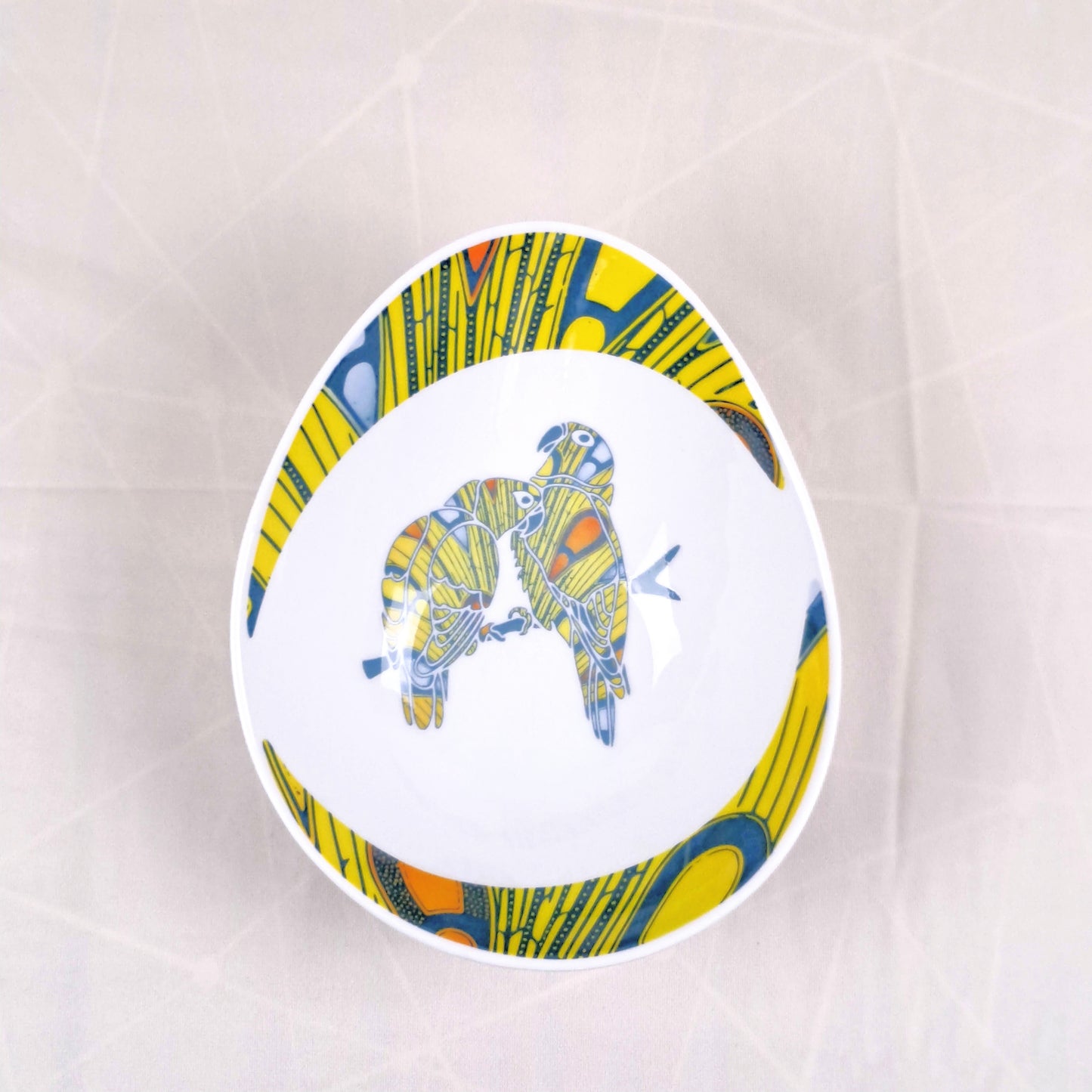 Coffret de 6 Assiettes Ovales en Porcelaine Fine – Motif Wax Africain “Electric Bulb” – Fabrication française personnalisable